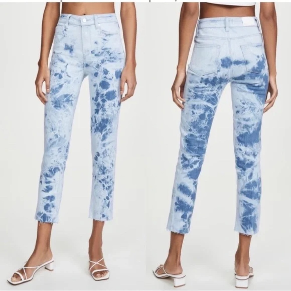 Paige Jeans hoxton slim crop Denim Indigo Tie Dye Size 26 Raw Hem NWT
